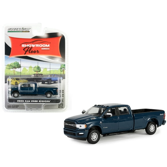 2023 Ram 2500 Bighorn Crew Cab 4x4 Pickup Truck Patriot Blue Met "Showroom Floor" Series 5 1/64 Diecast Model Car by Greenlight