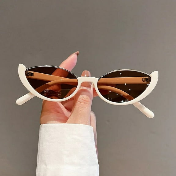 2023 Retro Small Half Frame Sunglasses Women Cat Eye Sun Glasses Trendy Modern Eyewear Fashion Luxury Brand Designer Shades beige brown