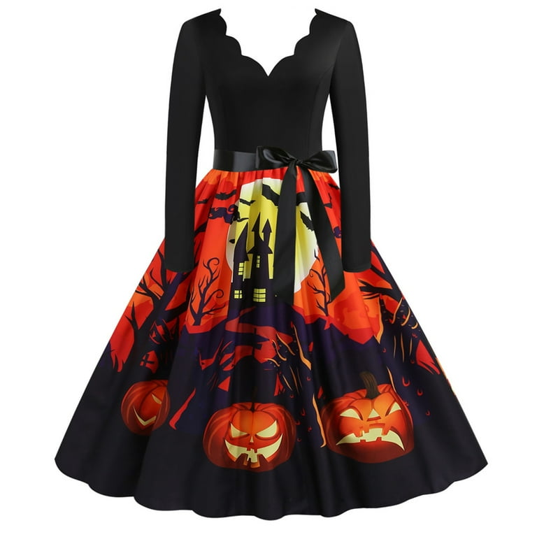 Women's Vintage Musical Note Print Patchwork V Neck Party Dress Women's Vintage Musical Note Print Patchwork V Neck Party Dress