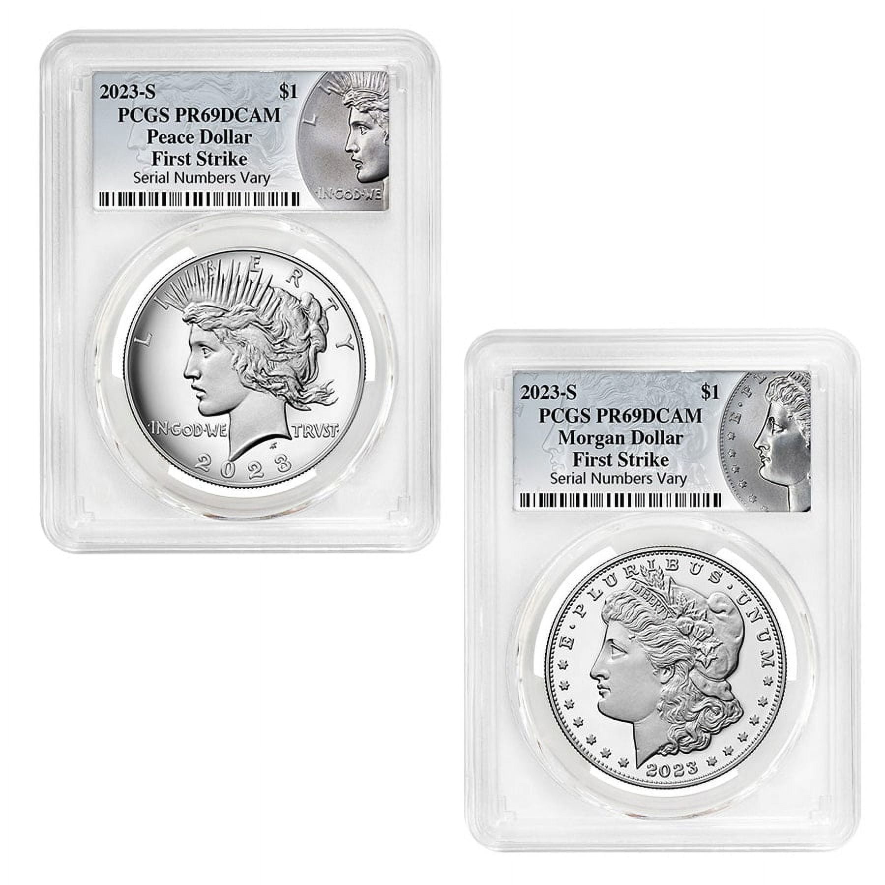 2023-S Morgan and Peace Silver Dollar Proof 2-Coin Set PCGS PF 69 FS (Morgan/Peace Label)