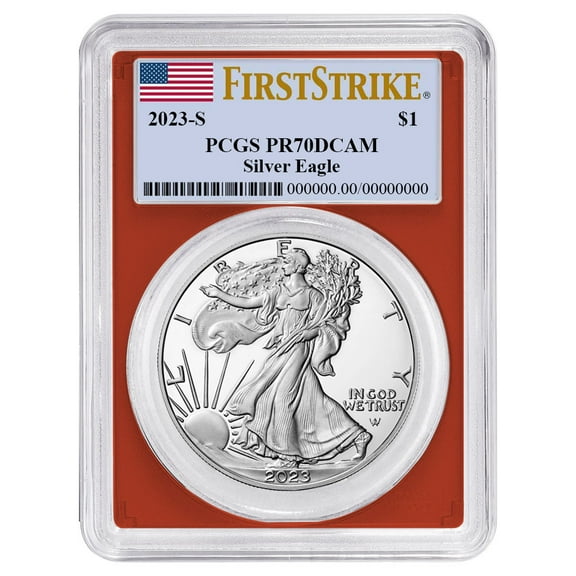 2023-S Proof $1 American Silver Eagle PCGS PR70DCAM FS Flag Label Red Frame