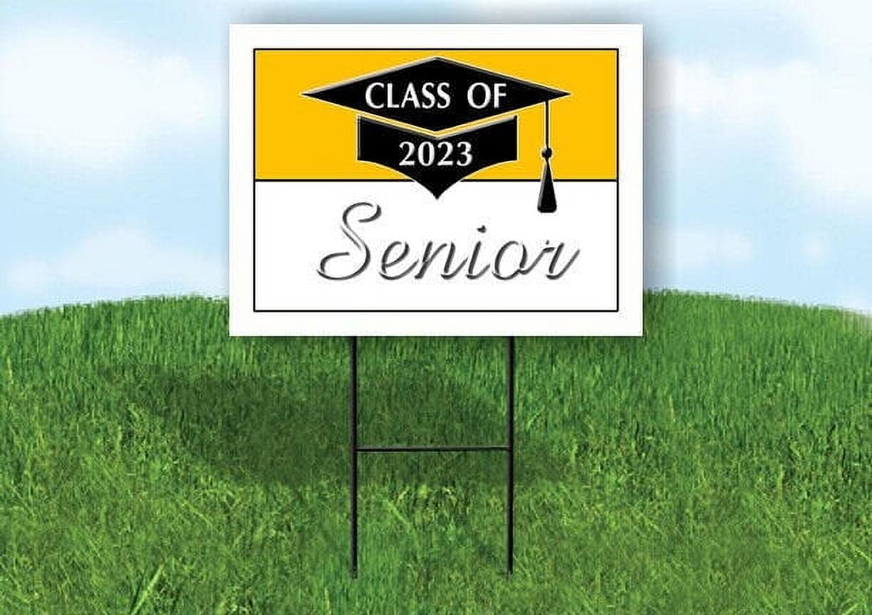 2023 SENIOR GOLD WHITE 18inx24in Yard Road Sign w/ Stand