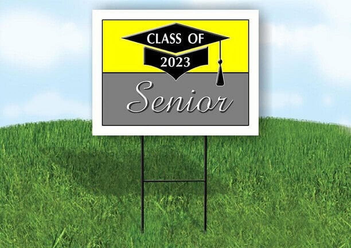 2023 SENIOR YELLOW SILVER 18inx24in Yard Road Sign w/ Stand