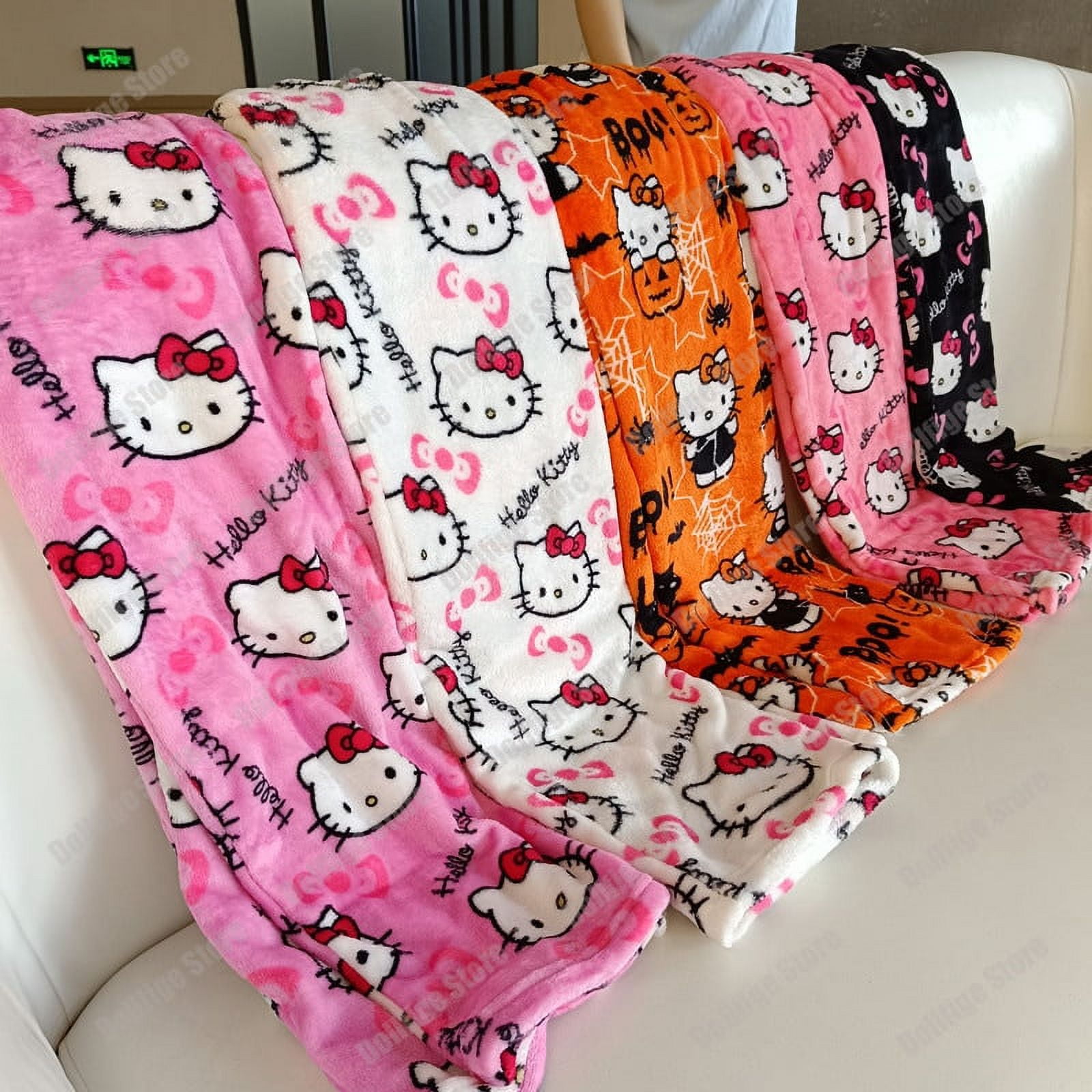 2023 Sanrio Hello Kitty Pajamas Halloween Flannel Fashion Trouserswomen Kawaii Woolen Anime