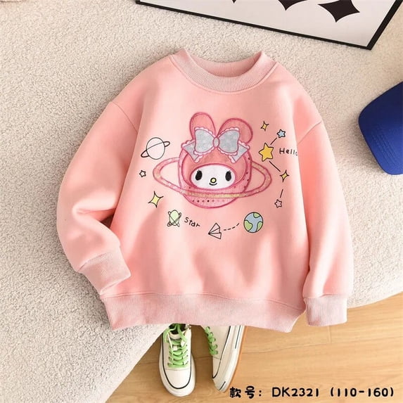 2023 Sanrio Sweater Children's Cartoon Mymelody Cinnamoroll Girls' Winter New Plush Casual Sweater Thickened Sport Top Pullover
