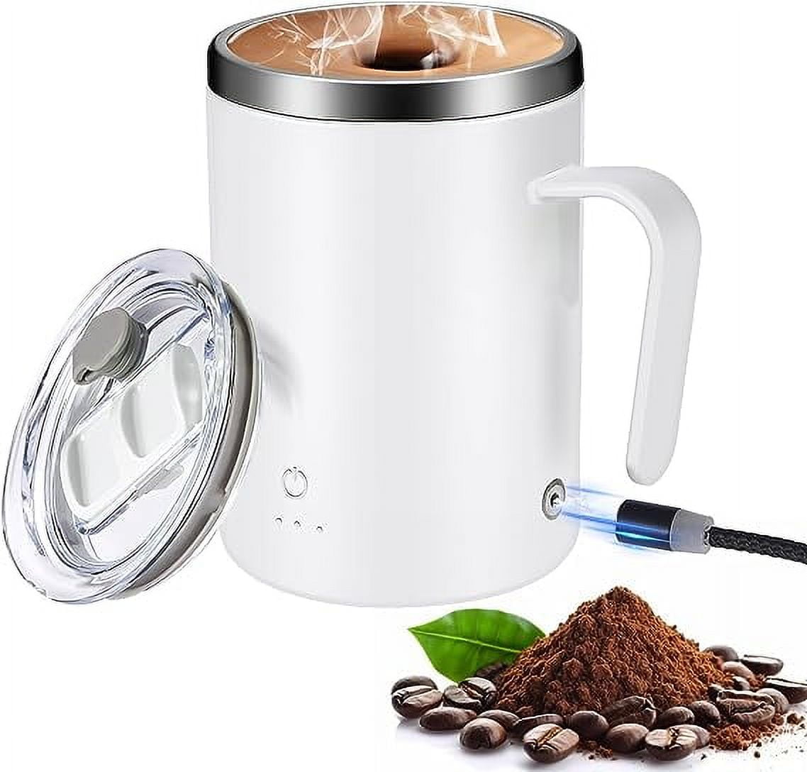 400ML Double Insulated Self Stirring Mug Electric Coffee Chocolate Cup  Black
