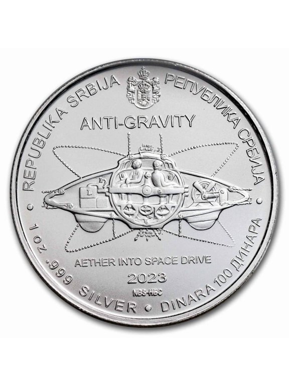2023 Serbia 1 oz Silver 100 Dinar Tesla: Anti-Gravity