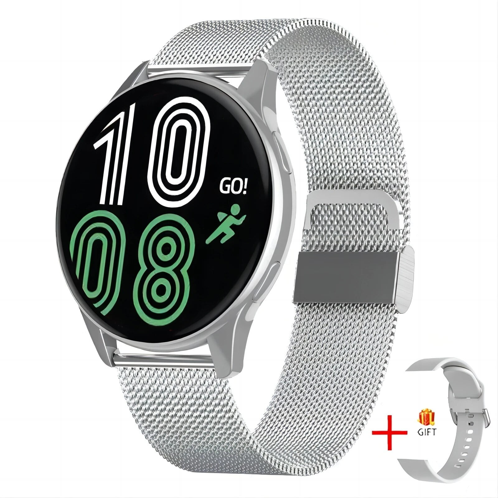 2023 Smart Watch Round Smartwatch Bluetooth Call Men Women Fitness Tracker Bracelet Custom Watch Face Watches For Android IOS mesh belt silver Walmart