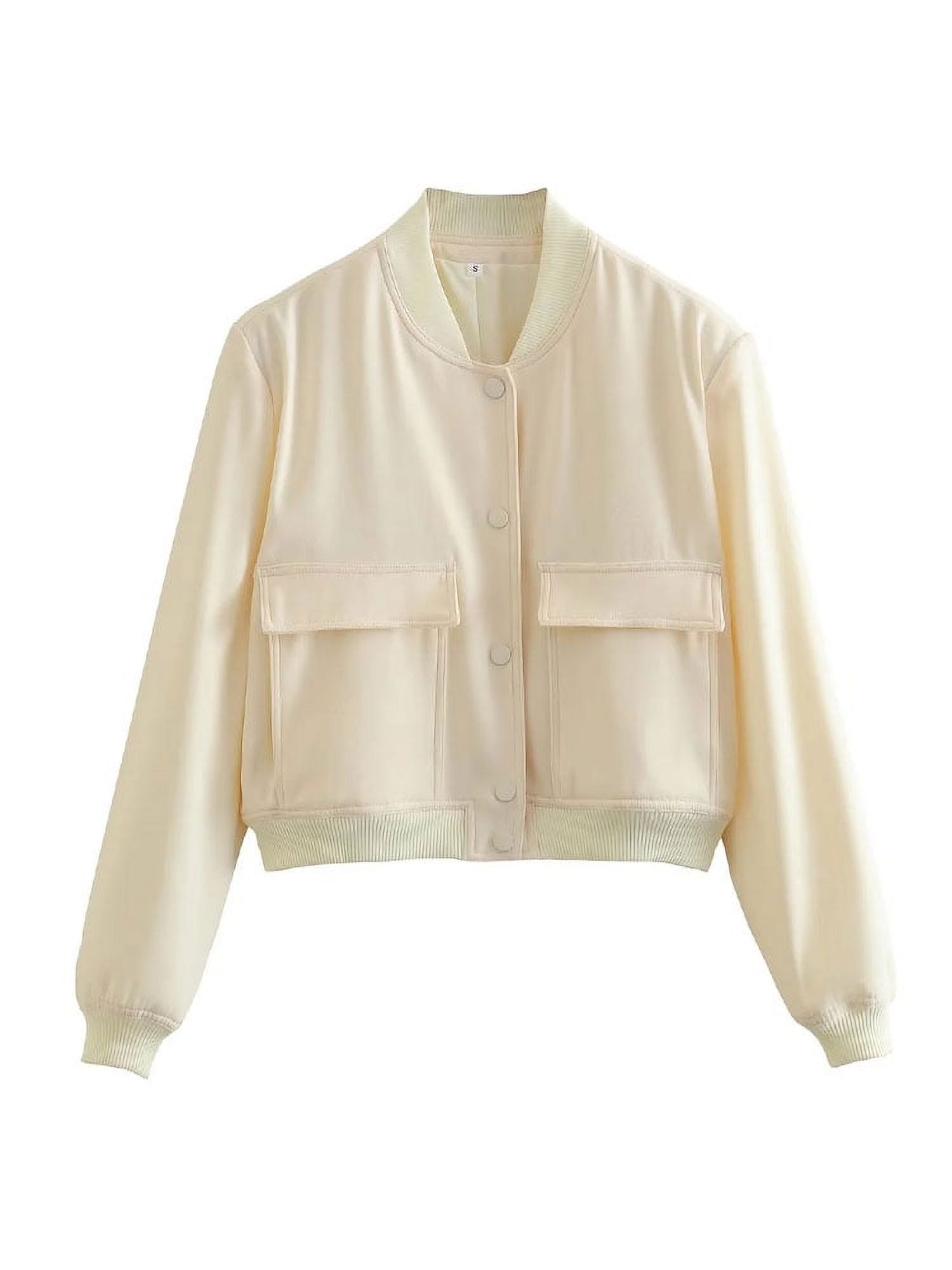 2023 Spring Autumn Women‘s Bomber Jacket Fashion With Pockets Jackets