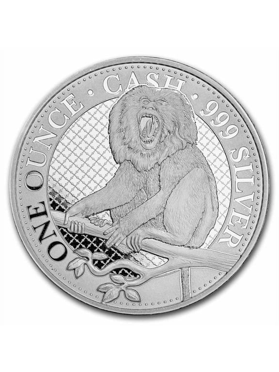 2023 St. Helena 1 oz Silver 1 Cash Series: Lion Tailed Macaque