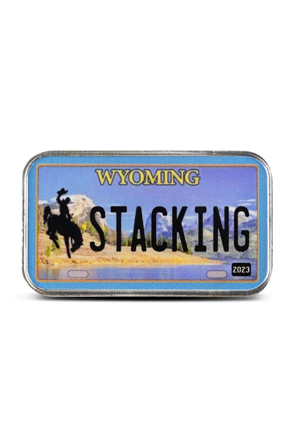 2023 Stacking Across America Wyoming State License Plate 1 oz Silver Bar