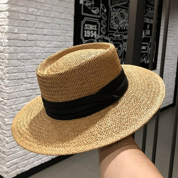2023 Straw Hat Fashion Casual Panama Beach Fedora Hat Wide Brim Breathable Sun Panama Hats For Summer Women