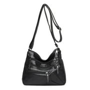 2023 Summer Home and Kitchen Gadgets Savings Clearance! WJSXC Women's Crossbody Bag, Double Zipper Crossbody Bag, Shoulder Purse, Makeup Bag, Large Capacity Crossbody Black