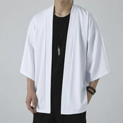 2023 Summer Men Cardigan Japanese Kimono Men Samurai Costume Clothing Kimono Jacket Mens Kimono Shirt Yukata Haori Casual Coat