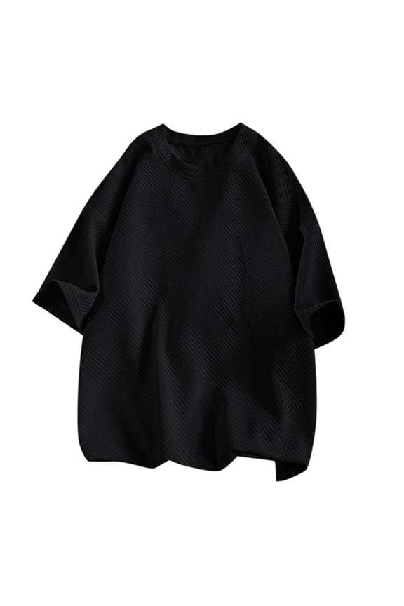 2023 Summer Men's Casual T Shirt Korean Style Loose Fit Comfortable Short Sleeve Tee Breathable Fashion Top Mens T-Shirts Solid Color Sleeve Casual Crew Neck Basic Tees