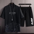 thumbnail image 1 of 2023 Summer Men‘s Tracksuit 2 Piece Set Fashion Casual Solid Short-Sleeved T-Shirt and Shorts Sport Suit Breathable Man Clothing, 1 of 7