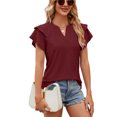 2023 Summer New Solid Color Double Sleeve VNeck Loose Short Sleeve T