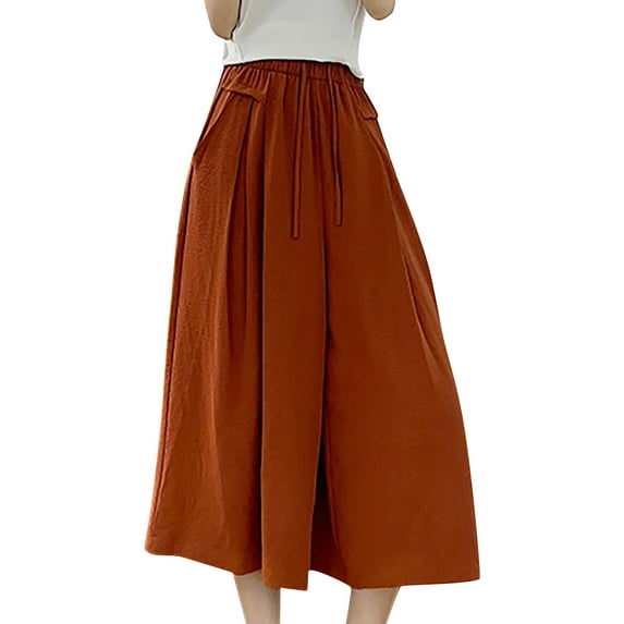 2023 Summer Skirt Pants Draping Thin Casual High Waist Large Size Slim Ice Silk Wide Leg Pants