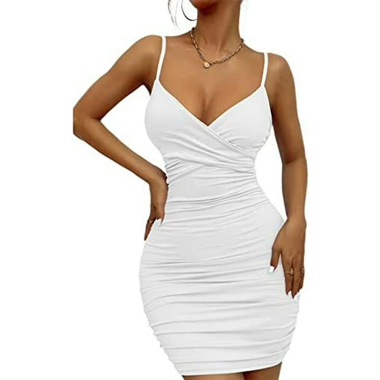 2023 Summer Tight Dress Women Sexy Sling Party evening Dresses,XS,White