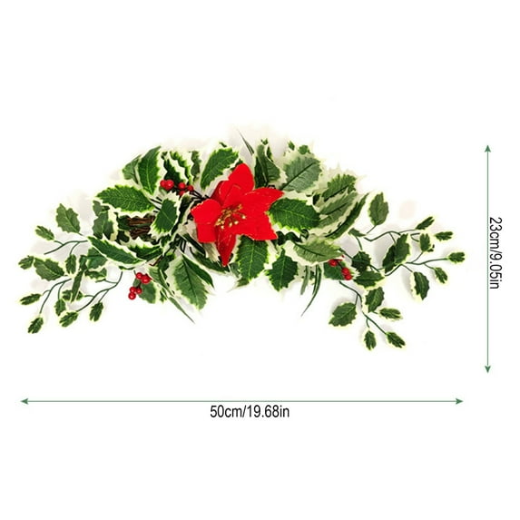 2023 Swag for Front Door,Artificial Christmas Swag with Xmas Flower Winter Pine Needles,Decorative Hanging Garland with Ribbon Bow Red Berries for Home Indoor Outdoor Decoration