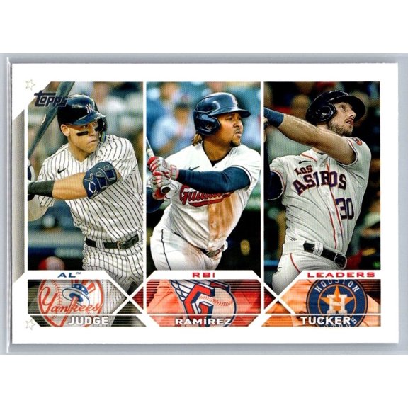 2023 Topps AL RBI Leaders Baseball Card #241 Aaron Judge Jose Ramirez Kyle Tucker Near Mint
