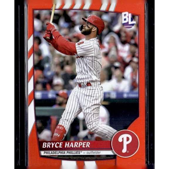 2023 Topps Big League Electric Orange Bryce Harper #3 Baseball Card Philadelphia Phillies MLB Baseball Trading Card