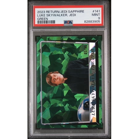Pre-Owned 2023 Topps Chrome Sapphire ROTJ #141 Luke Skywalker the Jedi /60 Green PSA 9 Pre-Owned 2023 Topps Chrome Sapphire ROTJ #141 Luke Skywalker the Jedi /60 Green PSA 9