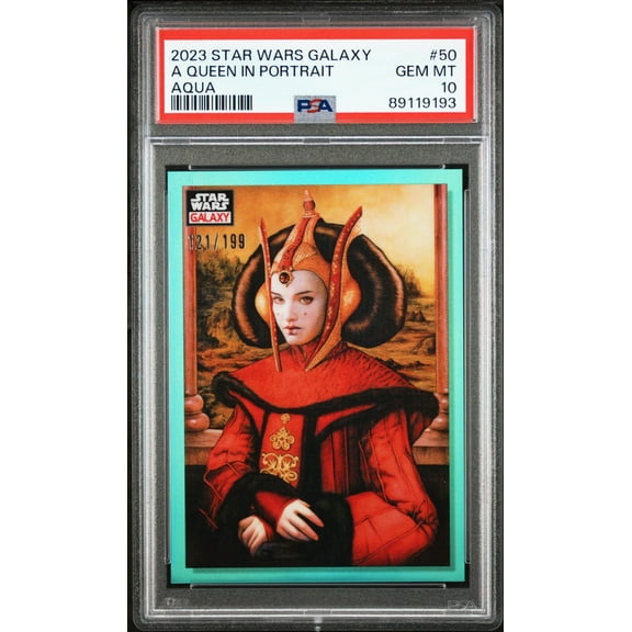 2023 Topps Chrome Star Wars Galaxy-A Queen In Portrait #50 Aqua PSA 10