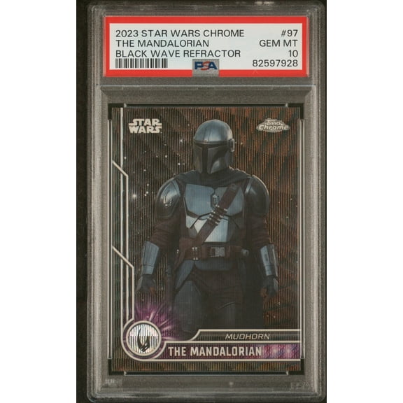 2023 Topps Chrome Star Wars The Mandalorian Black Wave Refractor #97 PSA 10