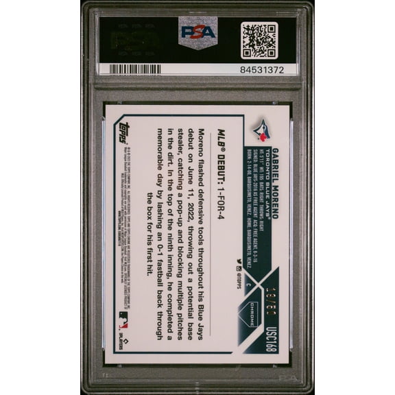 2023 Topps Chrome Update #USC168 Gabriel Moreno Gold Mini Diamond PSA 9