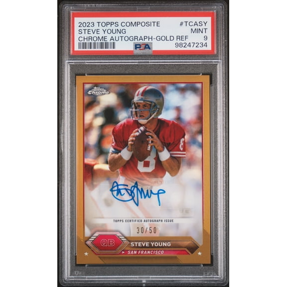 Graded 2023 Topps Composite Topps Chrome Auto Steve Young 49ers Gold /50 #TCA-SY PSA 9 Football Card