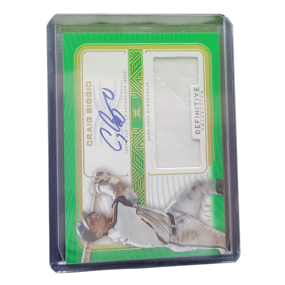 2023 Topps Definitive Collection Craig Biggio Auto Green /60 Game-Used Memorabilia Baseball Card