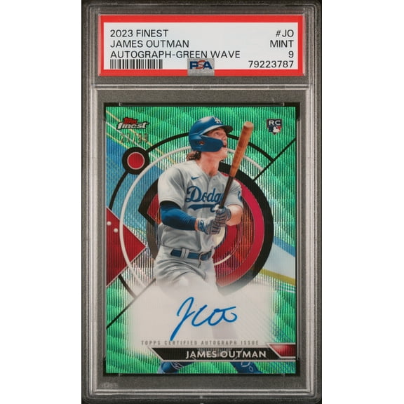2023 Topps Finest Finest Autographs James Outman #JO Autograph Green Wave PSA 9