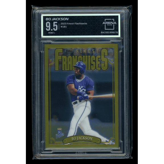 Graded 2023 Topps Finest Flashbacks Bo Jackson Royals #181 Gold Refractor Arena Club 9.5 Baseball Card