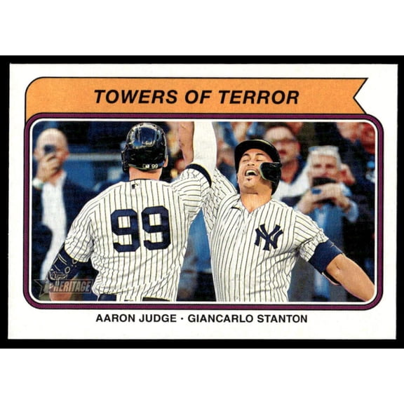 2023 Topps Heritage High Number Combo Cards #CC-1 Aaron Judge/Giancarlo Stanton Towers of Terror New York Yankees MLB Baseball Trading Card