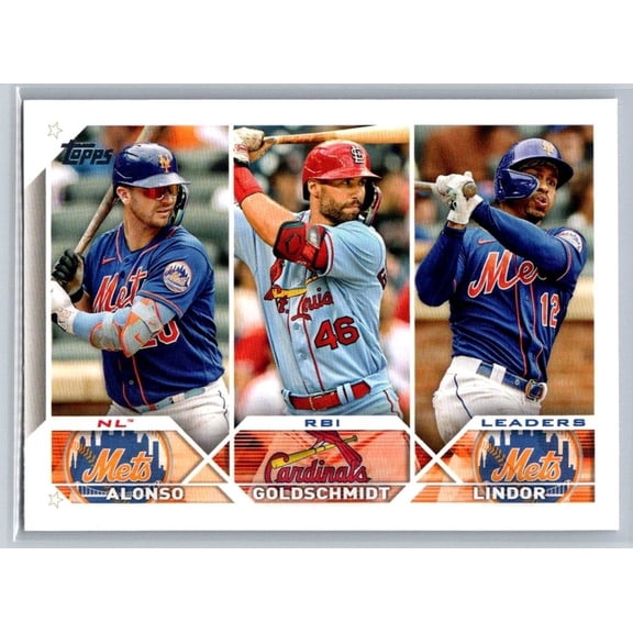 2023 Topps NL RBI Leaders Pete Alonso Paul Goldschmidt Francisco Lindor #240 Baseball Card