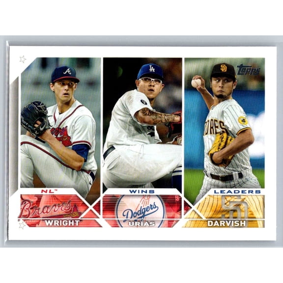 2023 Topps NL Wins Leaders Kyle Wright / Julio Uras / Yu Darvish #284