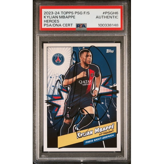 2023 Topps PSG Fan Set Heroes #PSGH6 Kylian Mbappe Signed Card PSA Auto