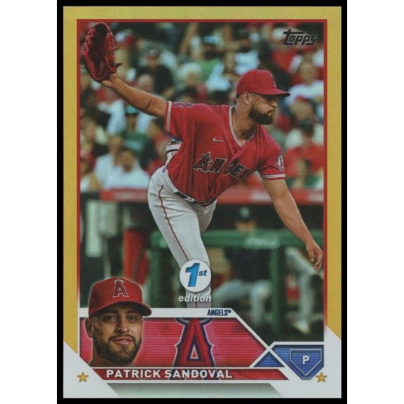 2023 Topps 1st Edition Gold Foil Patrick Sandoval #327 Los Angeles Angels Baseball Card