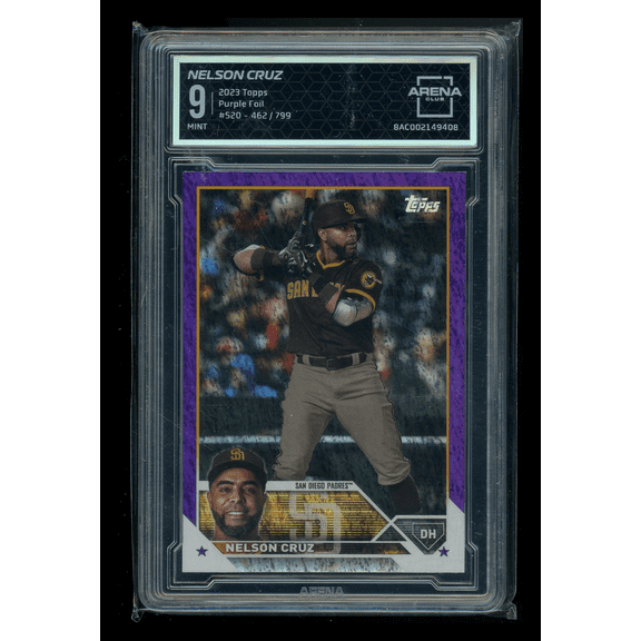 Graded 2023 Topps Purple Foil Arena Club 9 Nelson Cruz Padres #520 Baseball Card 462/799