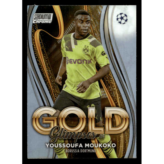 2023 Topps Stadium Club Chrome UEFA Champions League Glimpse Gold Trading Card Youssoufa Moukoko GG-YM