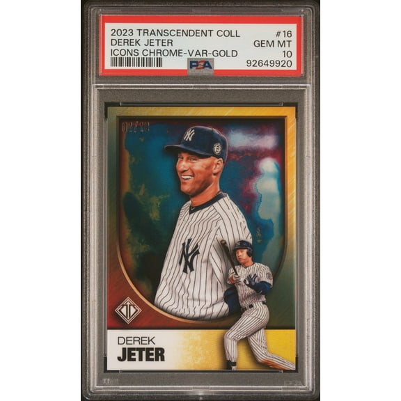 2023 Topps Transcendent Collection Transcendent Icons Chrome Derek Jeter #16 Var Gold /10 PSA 10