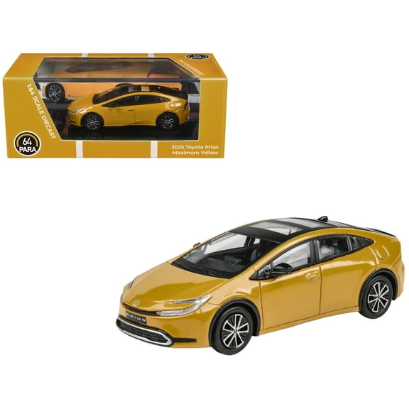 2023 Toyota Prius Maximum Yellow with Black Top and Sun Roof 1/64 Diecast Model Car by Paragon