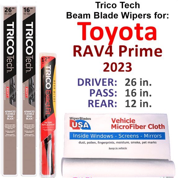 2023 Toyota RAV4 Prime Beam Blade Wipers (Set of 3) w/Rear Wiper