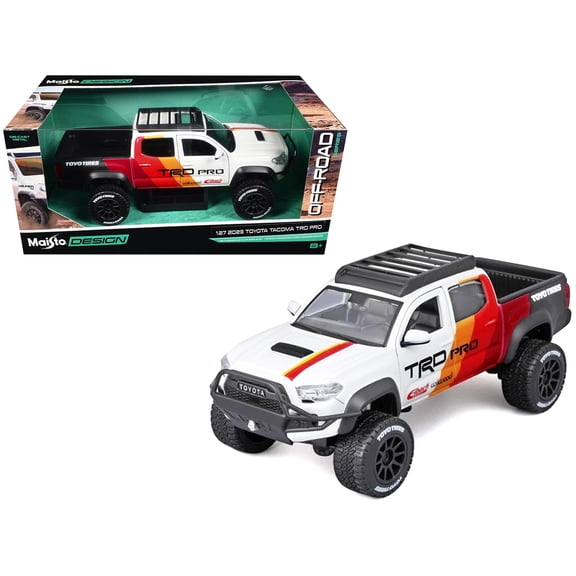 2023 Toyota Tacoma TRD PRO Off Road Truck White with Graphics and Roof Rack "Maisto Design" Series 1/27 Diecast Model Car Maisto