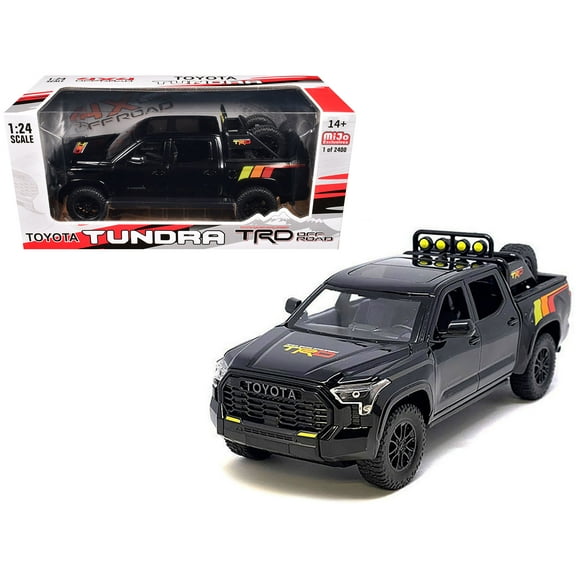2023 Toyota Tundra TRD 4x4 Pickup Truck Black with TRD Stripes with Sunroof and Wheel Rack Limited Ed 1/24 Diecast Model Car