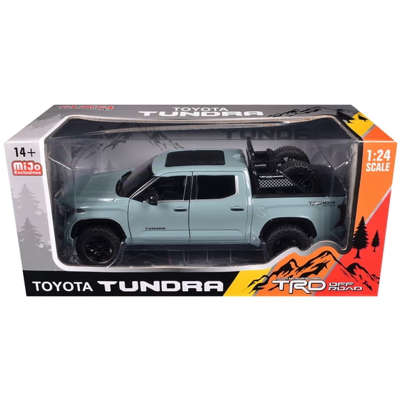 2023 Toyota Tundra TRD 4x4 Pickup Truck Lunar Rock Gray with Sunroof and Wheel Rack 1/24 Diecast Model Car