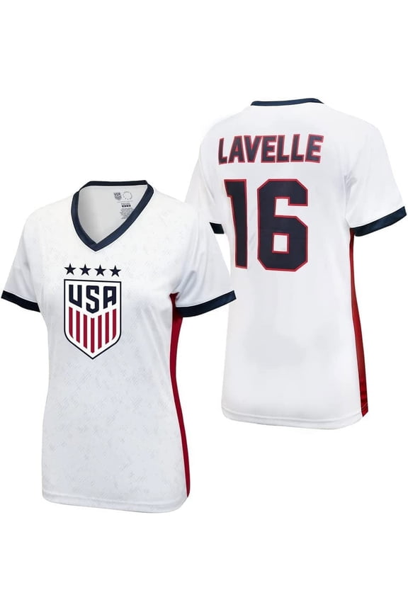 2023 U.S. Soccer USWNT 4 STARS Ladies Champion Game Day Shirt Women Jersey - Women's World Cup Soccer - Rose Lavelle 16 White