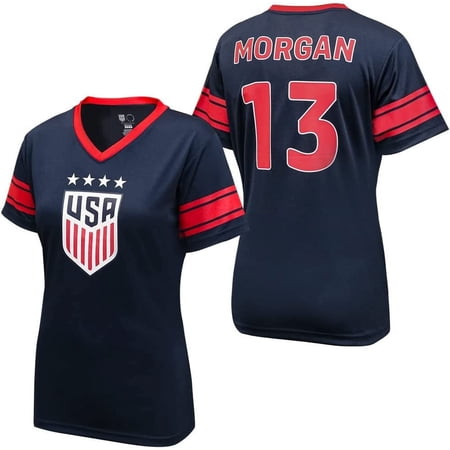 2023 U.S. Soccer USWNT Ladies Champion 4 STARS Game Day Shirt Women Jersey - Women's Soccer World Cup - Alex Morgan 13 Navy