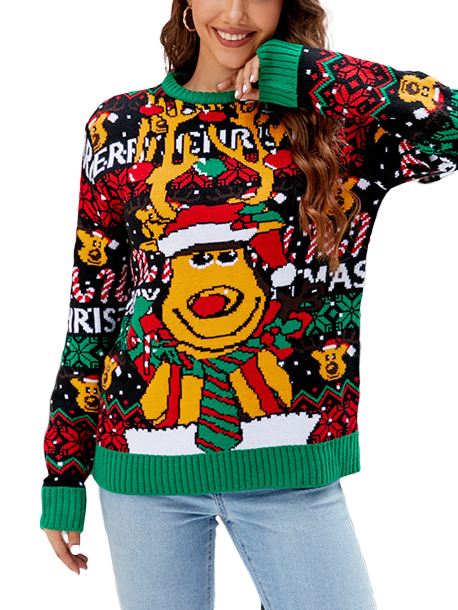 2023 Ugly Christmas Sweaters for Women Cute Fuzzy Funny Tacky Holiday